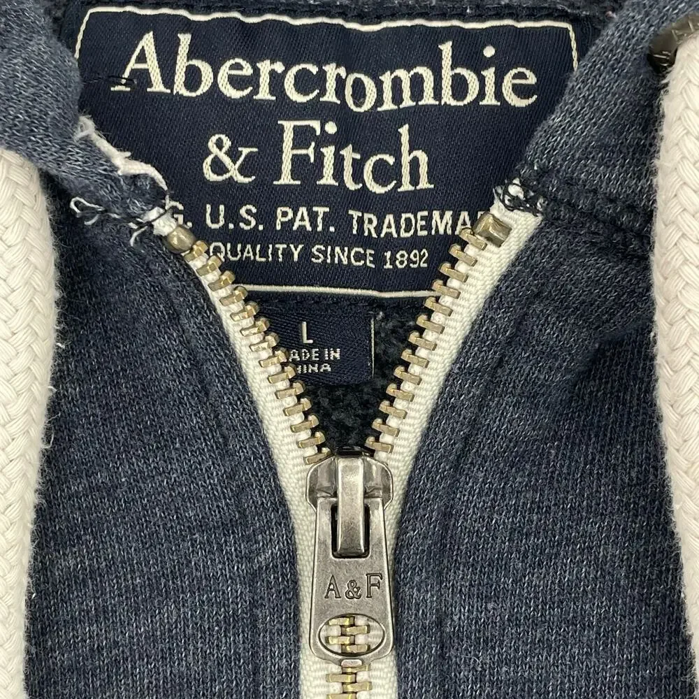 Abercrombie & Fitch Muscle Hoodie Full Zip, Blue Sz. L‎ Outdoor Y2K *READ*